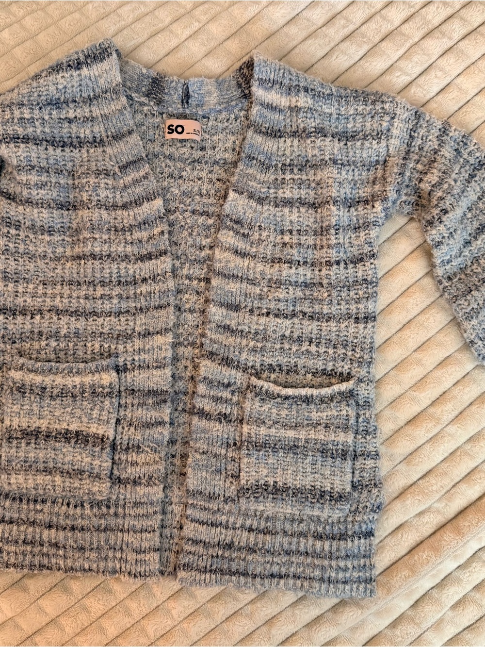SO Gray and Blue Striped Kids Cardigan with Pockets